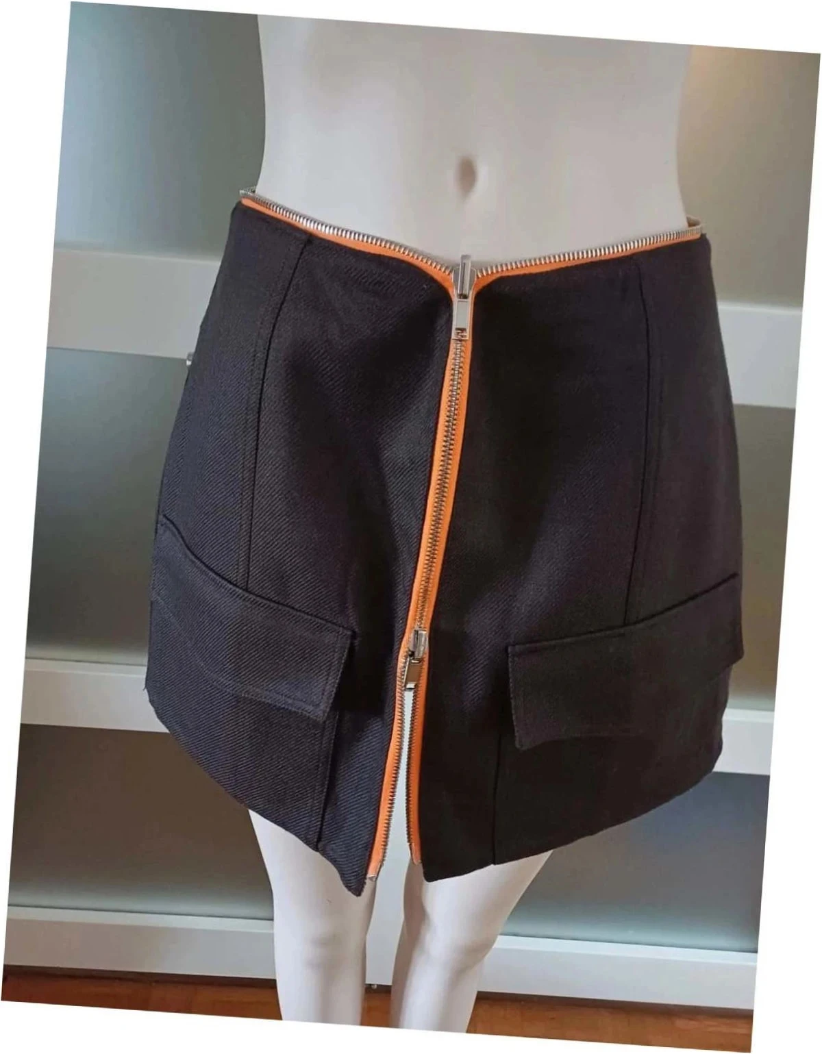 Pieza de diseñador Falda reversible Desfile VictoriaTomas Lentejuelas Marrón gris único – photo 5